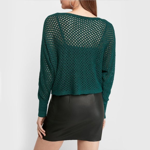 NEW! Teal Open Stitch Dolman Sweater - Picture 2 of 6